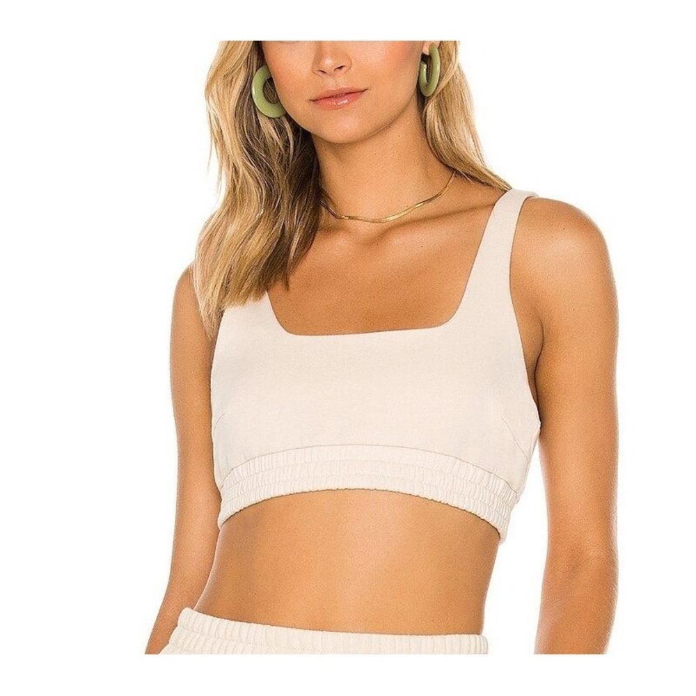 525‎ America Square Neck Crop Top Cream Tank Top Modern Minimalist Sz M /#9006
